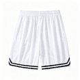 thumbnail image 2 of Men's Basketball Shorts, Athletic Mesh Quick Dry Shorts with Drawstring, Striped Trim Loose Fit Casual Sports Shorts S-3XL, 2 of 7