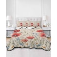 thumbnail image 3 of Red Poppy Flower Twin Size Down Alternative Comforter, Lightweight Comforter Quilt Bedding Set with Pillow Shams Patriotic Botanical Summer Floral All Seasons Bed Comforter Duvet Insert 68"x86", 3 of 7
