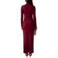 thumbnail image 3 of INSPIRE CHIC Women's Turtleneck Dress Casual Party Club Slim Fit Long Sleeve Medium Burgundy, 3 of 5