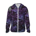 thumbnail image 2 of Uemuo Lilac Pattern Women's Full Zip UPF 50+ Sun Protection Hoodie Jacket Long Sleeve Sun Shirt Hiking Outdoor Performance with Pockets-, 2 of 9