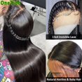 thumbnail image 4 of ONETIDE-Peluca de cabello humano liso para mujer, postizo de encaje Frontal transparente de 34 pulgadas, 13x4, con cierre, 4 of 4