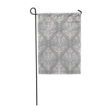 Modern Lace Damask LADDKE Gray Pattern Damask Silver Floral Victorian Modern Lace Baby Garden Flag Decorative Flag House Banner 12x18 inch ()
