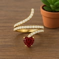 thumbnail image 6 of 7MM Heart Shape Wrap Bypass Ring Natural Garnet 925 Silver Gold Vermeil Women Valentines Day Gifts Rings, 6 of 7