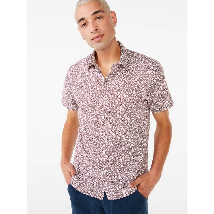 Free Assembly Men's Short Sleeve Point Collar Shirt - Walmart.com