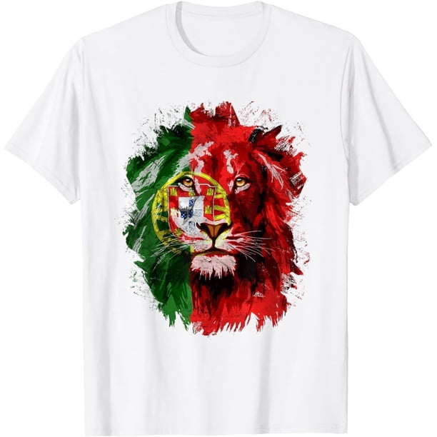 Lion Face - Camiseta con bandera portuguesa de Portugal, 100% algodón, unisex