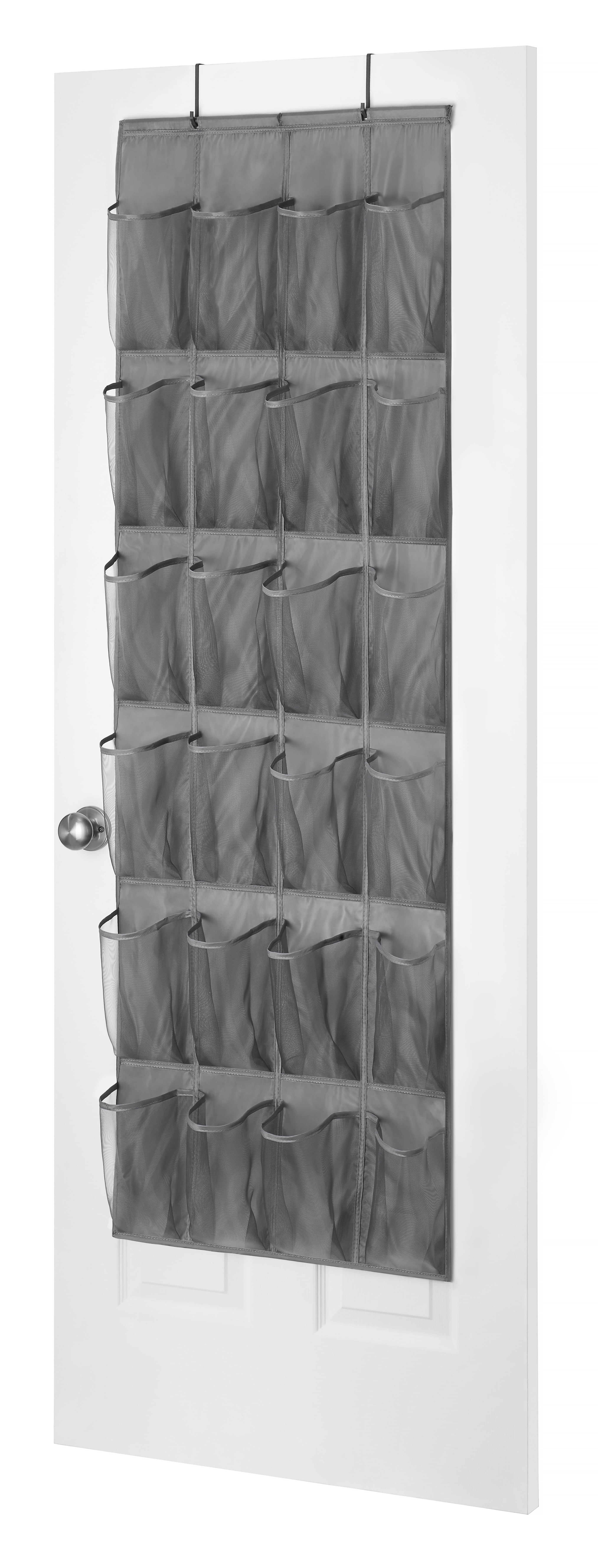 Whitmor 24 Pocket OvertheDoor Hanging Shoe Organizer Gunmetal Gray