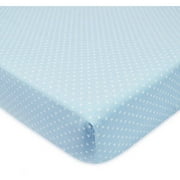 American Baby Co. Percale Cotton Fitted Crib Sheet, Blue/White Dots