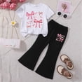 thumbnail image 2 of HCNTES Kids Girls 2 Piece School Outfits Short Sleeve T-Shirt & Flared Pants Spring Summer Clothing Set Size 3T 4T 5T 6T 7T 8T(D01-M,4-5 Years), 2 of 4