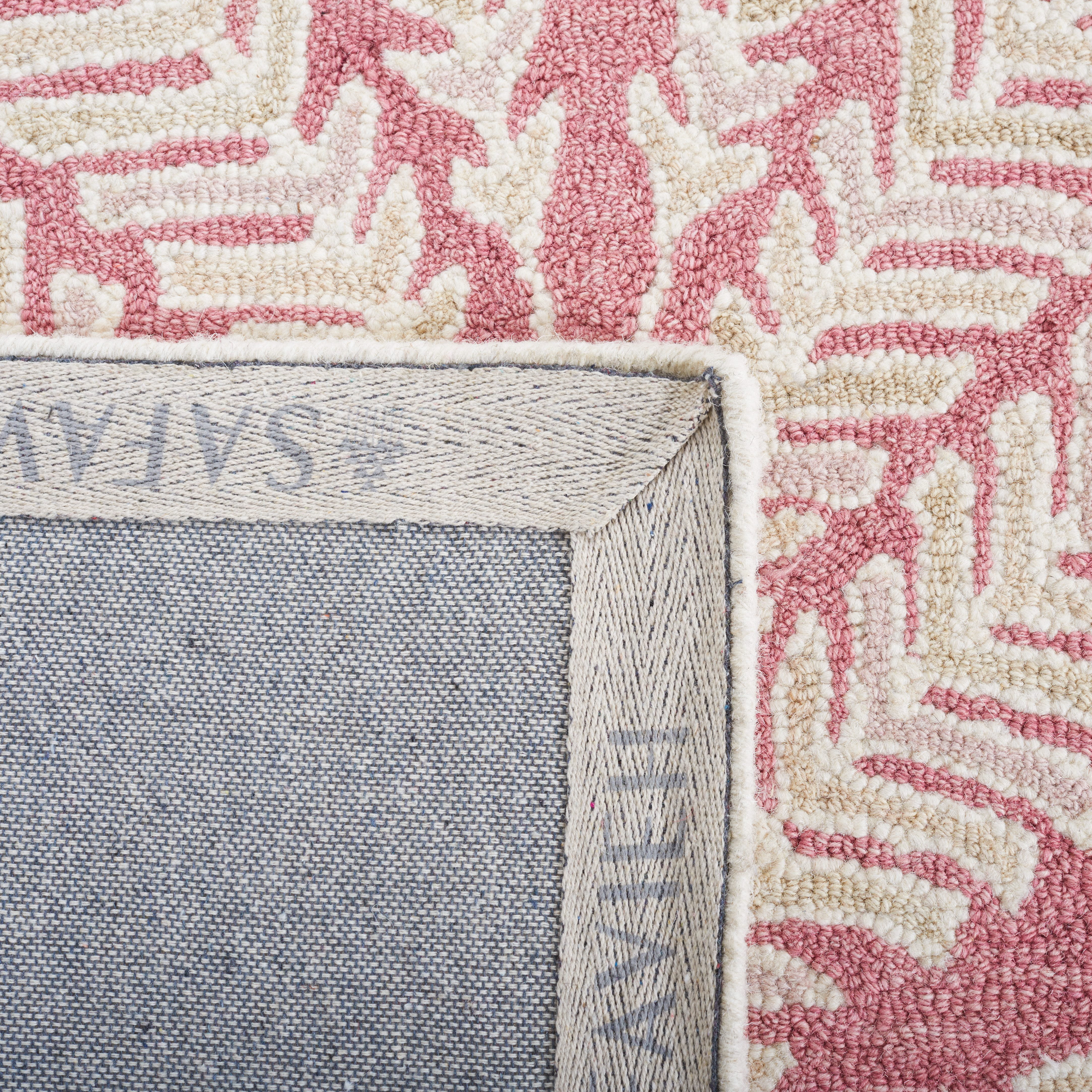 SAFAVIEH Capri Proinsias Leaves Wool Area Rug, Pink/Ivory, 3' x 3' Square