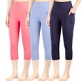thumbnail image 1 of BIG ELEPHANT Paquete de 3 Pantalones de Yoga de Cintura Alta para Niñas - Leggings Capri Atléticos para Entrenamiento con Bolsillos Laterales, Perfectos de Running, Bailar y Fitness, Tallas S-XXL, 1 of 8