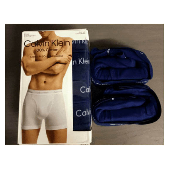 Calvin klein 5-Pack Cotton Boxer Brief, Blue, Large