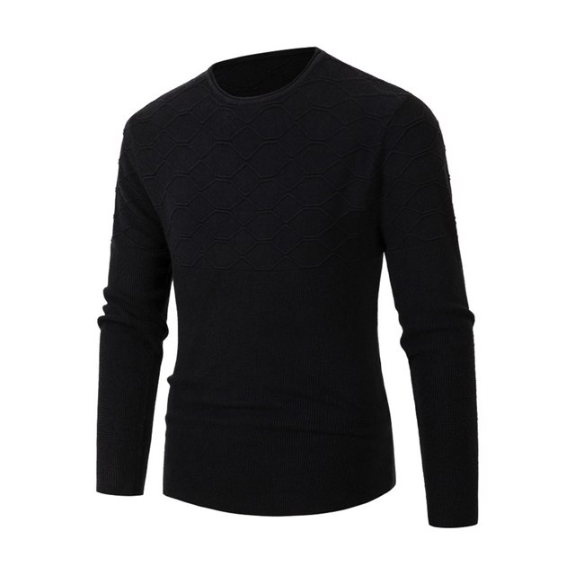 xiaxaixu Men Casual Sweater Autumn Slim Fit Long Sleeve Round Neck Knit Tops Contrast Color Ribbed Shirt