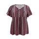 thumbnail image 4 of GRACE & GRANDEUR Blusas de Talla Grande para Mujeres con Cuello Ajustable, Mangas con Volantes, Estampado Floral Bohemio, Con Lazos Reunidos, Blusa Estilo Babydoll 3X Púrpura Ciruela, 4 of 5