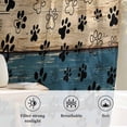 thumbnail image 6 of Navy Blue Brown Semi Sheer Curtains Drapes for Living Room, Bedroom, French Doors Window 63 Inches Long, Rustic Farmhouse Dog Paw Vintage Rod Pocket Chiffon Curtain Drapery Voile Draperies Panel, 6 of 8