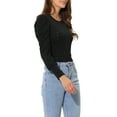 thumbnail image 4 of Unique Bargains Femmes Col Rond Hallowe Casual Slim Fit Tops Chemises à Manches Longues Noir M, 4 of 5