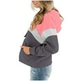 thumbnail image 4 of XFLWAM Womens Casual Hoodies Crew Neck Long Sleeve Sweatshirts With Pocket Lightweight Drawstring Pullover Tops Pink-Gray XXL, 4 of 6