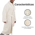 thumbnail image 3 of Bata de Baño para Hombre y Mujer de Textura Suave - Albornoz Absorbente Unisex con Cinturon Ideal para Spa Hotel y Hogar Blanco GAON, 3 of 5