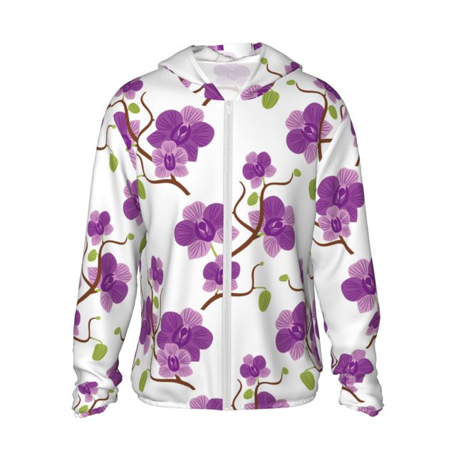 Fotbe Orchids Flowers Chaqueta con Protección Solar UPF 50+ para Hombre y Mujer, Camisa con Capucha y Bolsillos-Large