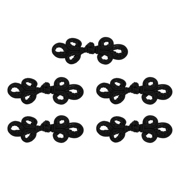 Uxcell 5 Pairs Chinese Knots Frog Buttons  Black Sewing Buttons Fasteners