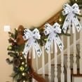 thumbnail image 4 of FastXmas Christmas Bowknot Decoration,Christmas Flocked Bows Decorations,9 x 14 Inch Lace Trim Small Ribbon Bows Hanging Ornaments,Crafts Bows Decorations for Xmas Tree,Holiday,Wedding,Home Decor, 4 of 6