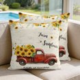thumbnail image 2 of 16x16 Pillow Covers Set of 2, Sunflower Truck Square Throw Pillow Covers for Couch/Sofa/Living Room, Elegant Yellow Floral Summer Botanical Decorative Soft Pillowcases for Couch Throw Pillows, 2 of 9
