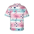 thumbnail image 3 of Easygdp Pink Striped Flamingo Men's Hawaiian Shirts Print Lapel Short Sleeve for Beach, vacation, party, casual occasions - XX-Large, 3 of 9