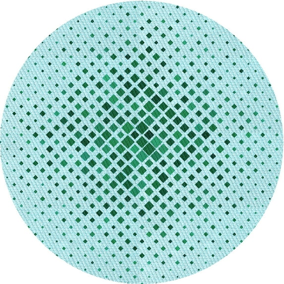 Ahgly Company Indoor Round Patterned Electric Blue Area Rugs, 4' Round