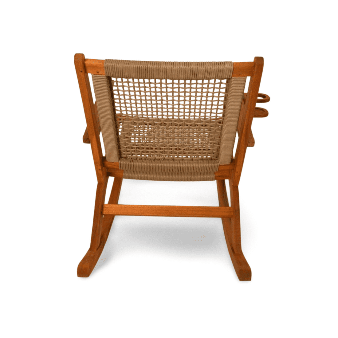 Outdoor Rocking Chair with Cup Holder, Acacia Wood Patio Rocker, Weather-Resistant Wooden Rocking Chair for Porch, Deck, Patio, and Garden, Tan Finish