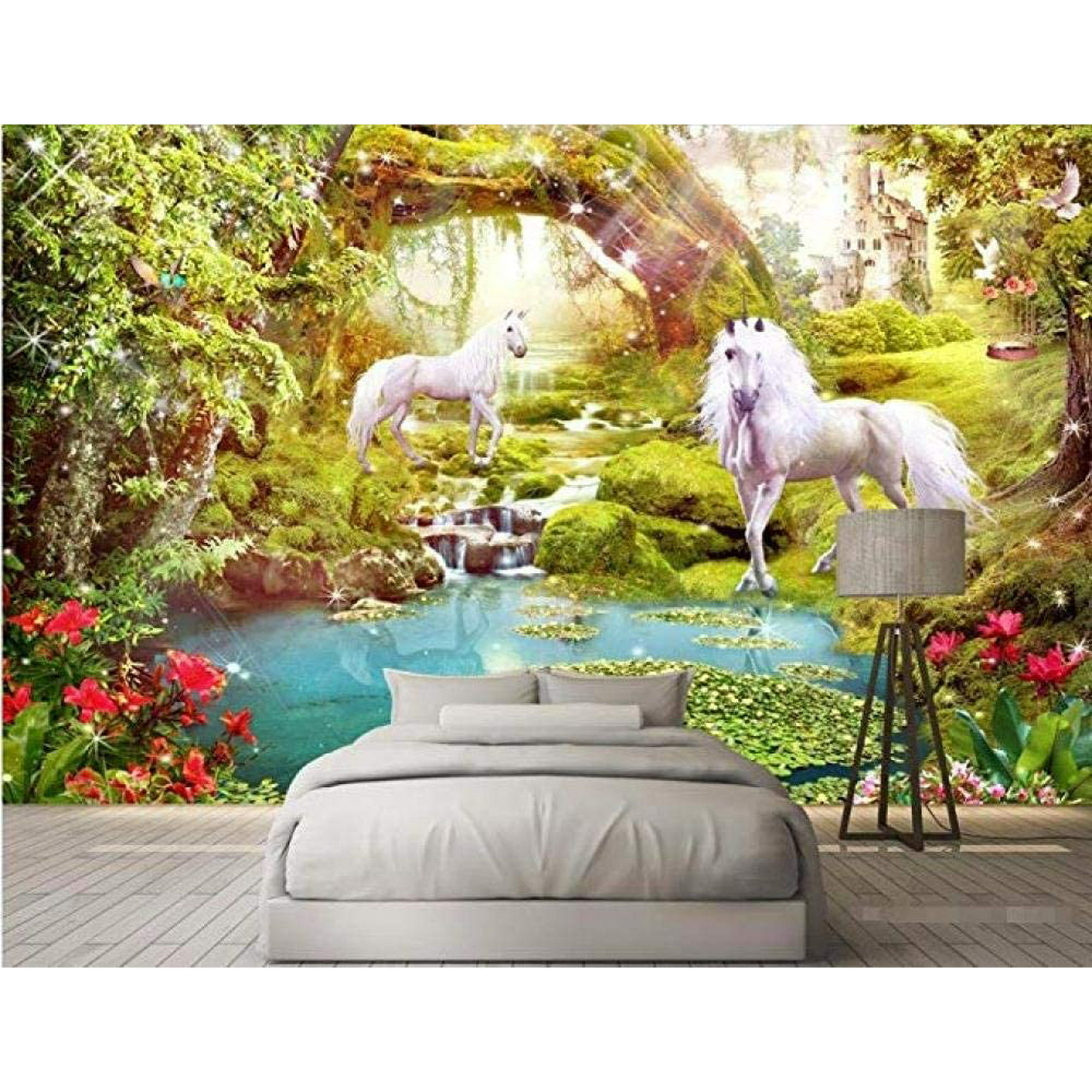 Custom Mural Photo 3D Wallpaper Forest White Horse Unicorn Room Decoration  Painting 3D Mural Wallpaper-300cmx210cm | Walmart Canada