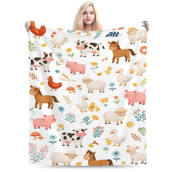 Farm Animals Cartoon Blanket Cute Farm Animal Throw Blanket Soft Cozy Blanket for Couch Bed Easter Kids Gift Home Decor 50x40