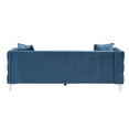 thumbnail image 4 of Rome - 3 Pieces Button Tufted Blue Velvet Fabric Living room Set - 1 Sofa, 1 Loveseat and 1 Armchair, 4 of 7
