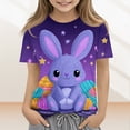 thumbnail image 2 of YOUYEDIAN 2026 Easter Girls T Shirts Funny Bunny Graphic Short Sleeve Tee Tops Festival Cute Cotton T-Shirt Outfits (Dark Purple, 11-12 Years), 2 of 5