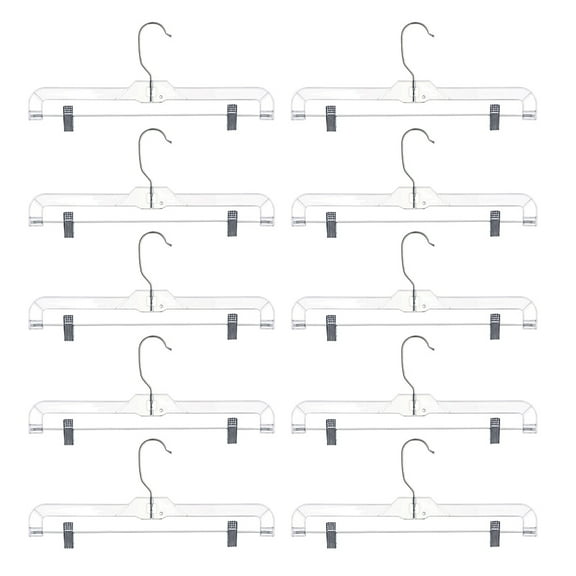 Yongwei Clear Plastic Skirt Hangers with Adjustable Clips - 10 Pack