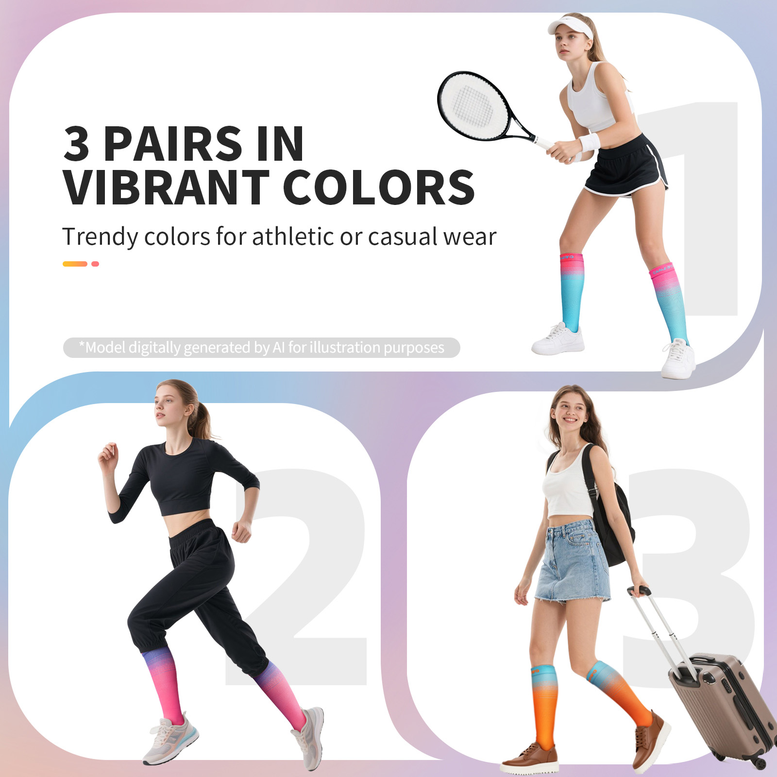 CAMBIVO Compression Socks for Women & Men, 3-Pairs photo 7