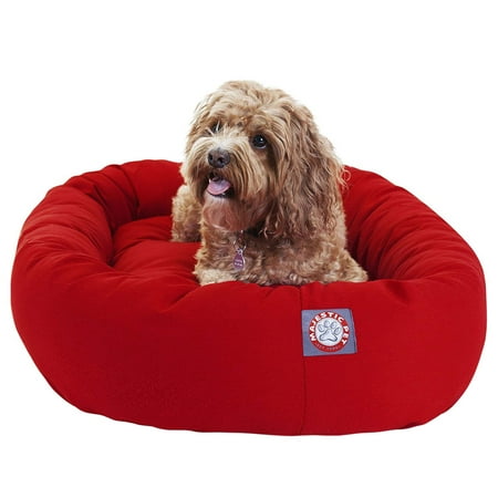 UPC: 0788995611318 | Majestic Pet | Poly/Cotton Bagel Pet Bed For Dogs  Red  Medium