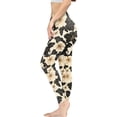 thumbnail image 3 of DISNIMO Flower Printed Yoga Leggings for Women High Waist, Yoga Pants Leggings with Tummy Control, Stretch Women's Workout Leggings for Yoga Gym, Beige and Black, L, 3 of 6