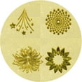thumbnail image 1 of Ahgly Company Tapis Rond Lavable en Machine Intérieur Transitionnel Orange Or, 3 Pieds Rond, 1 of 7