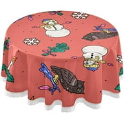 SKYSONIC Christmas Snowman Round Tablecloth 60 Inch Waterproof Stain and Wrinkle Resistant Washable Decorative Table Covers for Kitchen Dining Tabletop Party Outdoor Picnic