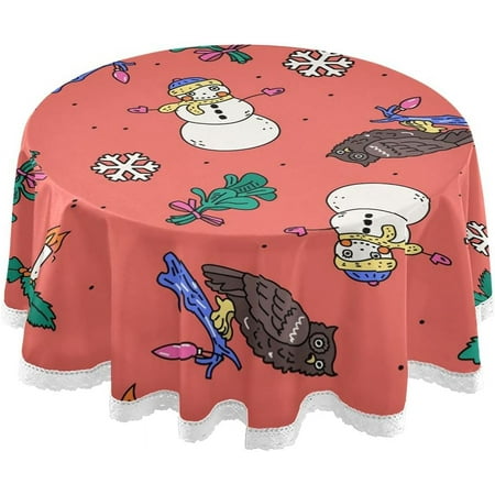 SKYSONIC Christmas Snowman Round Tablecloth 60 Inch Waterproof Stain and Wrinkle Resistant Washable Decorative Table Covers for Kitchen Dining Tabletop Party Outdoor Picnic