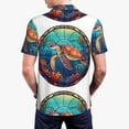 thumbnail image 4 of Daiia Sea Turtle in Coral Pattern Men’s Polo Shirts,Solid Deck Shirt,Classic Fit, Breathable Cotton Polo for Casual and Sport Wear-Large, 4 of 9