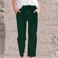 thumbnail image 5 of Fmbrln Womens Corduroy Pants Casual Drawstring Elastic Waist Work Pants Loose Comfy Solid Straight Wide Leg Pants with Pockets Green 3XL, 5 of 5