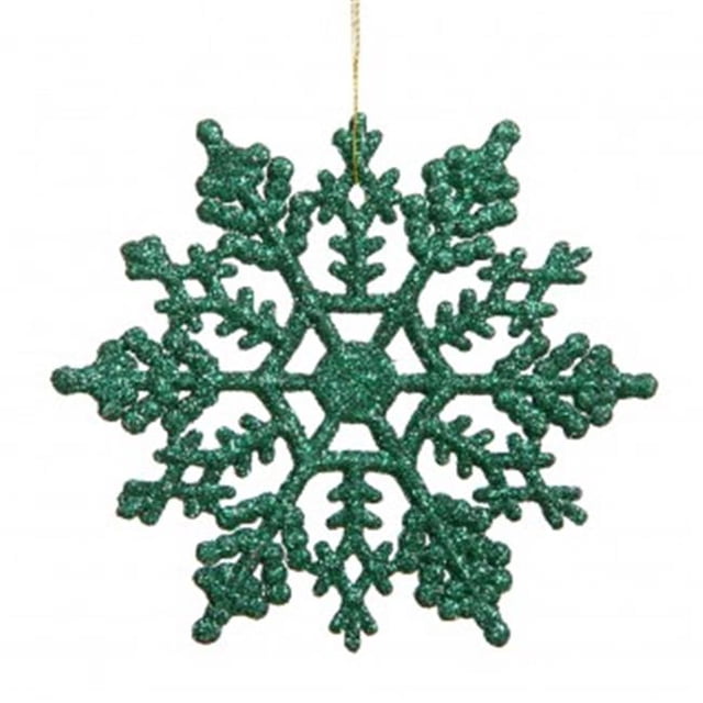Flocon de Neige Scintillant Vert de 6,25 Po Boîte de 12 PVC