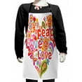thumbnail image 1 of Groovy Kids Apron, Print with Colorful Hippie Style Floral Heart Spring Happiness Joy Wish Hope Message, Boys Girls Apron Bib with Adjustable Ties for Cooking Baking Painting, Multicolor, by Ambesonne, 1 of 2
