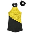 thumbnail image 5 of YONGHS Leotards for Girls Gymnastics Dance Biketards with Hair Tumbling Athletic Jumpsuit Yellow&Black 8, 5 of 7