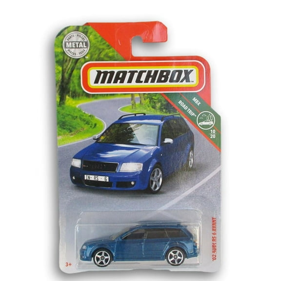 Matchbox MBX Blue '02 Audi Rs 6 Avant Diecast Car 1:64 Scale Vehicle - Road Trip Series 10/20
