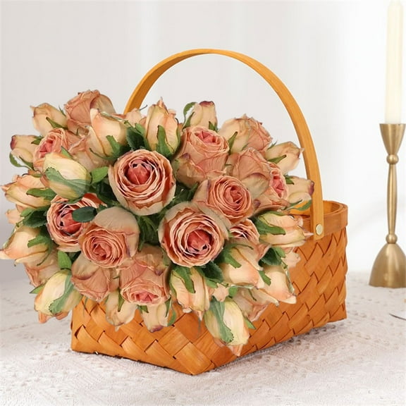 6pcs Fake Roses Artificial Silk Flowers Faux Orange Rose Flower Long Stems Bouquet for Arrangement Wedding Centerpiece Party Home Kitchen Decor (Orange)