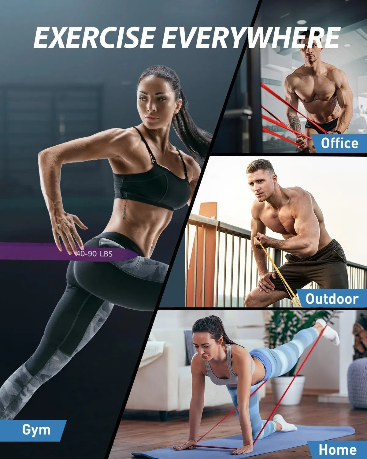 Skdwakiz Resistance Bands Set, 5 Pieces, Up to 330 Lbs photo 3