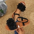 thumbnail image 5 of Modisza Flower Flat Sandals for Women with Elastic Ankle Strap Ladies Casual Walking Slide Shoes for Summer Vacation size 6 Black, 5 of 7