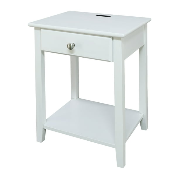 Casual Home Night Owl Nightstand with USB PortWhite