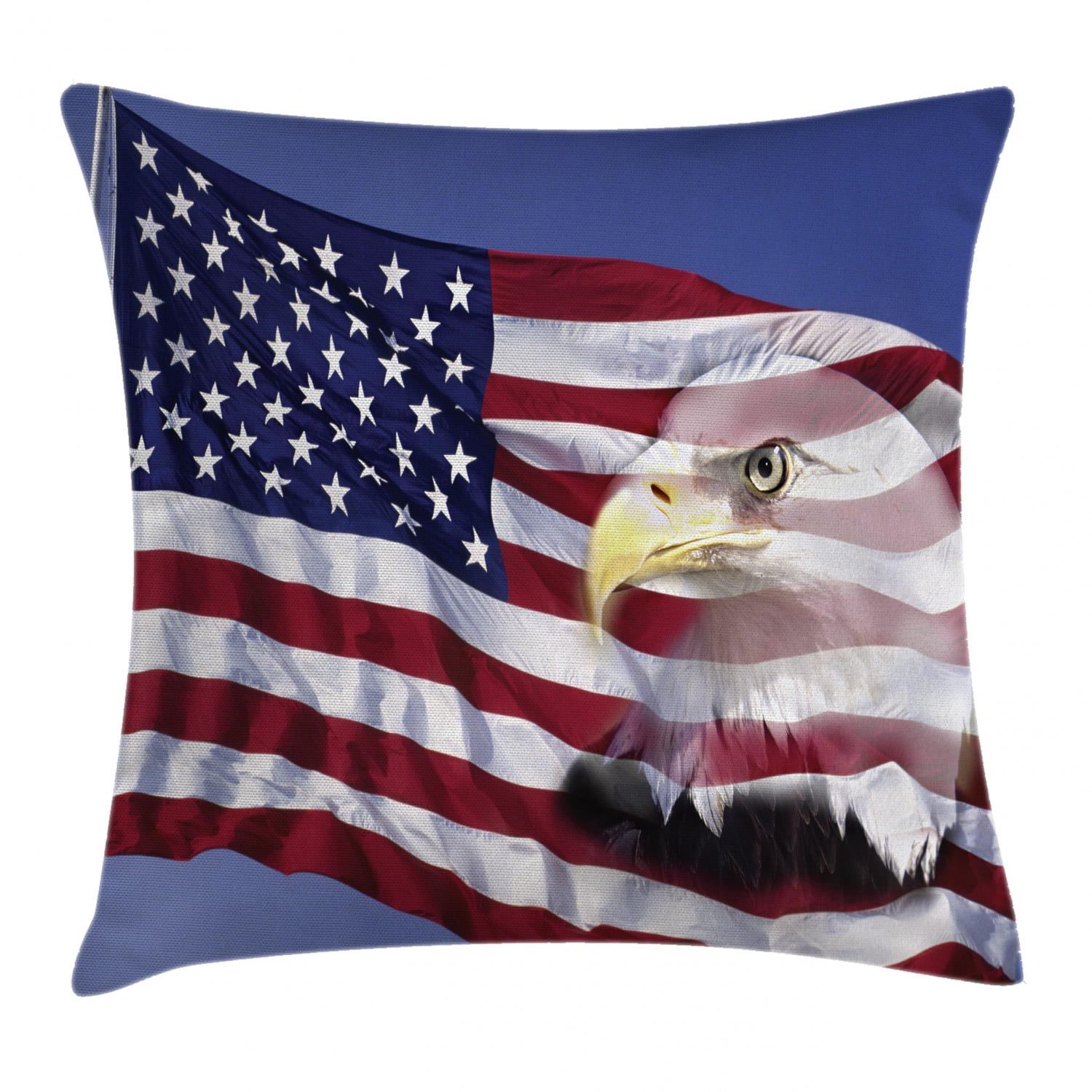 USA Patriotic Club US Patriot Bald Eagle American Flag Gift Idea Throw Pillow Multicolor 16x16